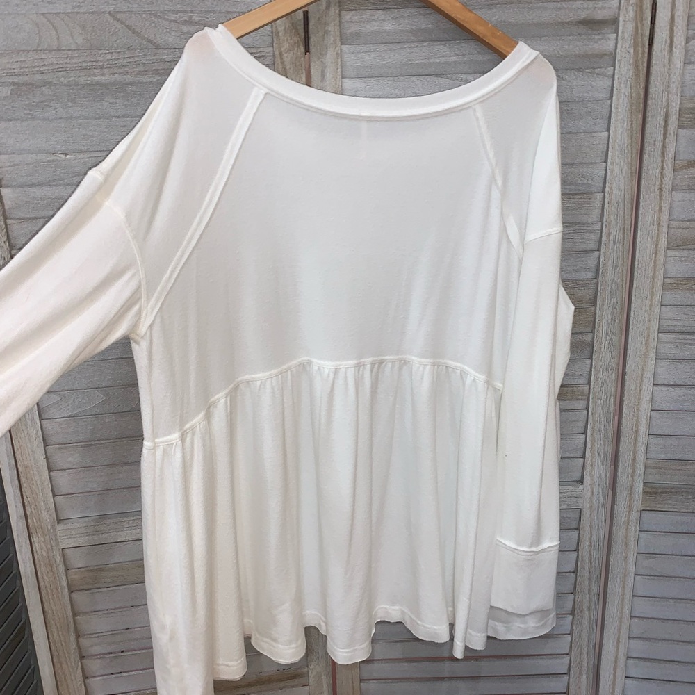 Free People Cream Long Sleeve Top - Picture 2 of 4
